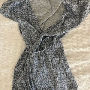 BRANDY MELVILLE Floral Wrap Dress in Blue and White